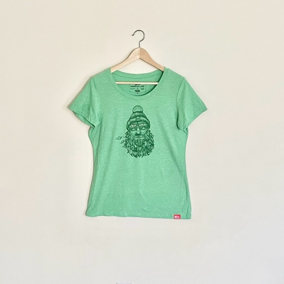 Meridian Line Beard Nest Hiker Graphic Green Tri-Blend T Shirt Women’s size XL - Picture 1 of 7